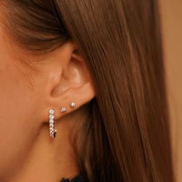 14K Yellow Gold Graduated Diamond U Hoop Earrings