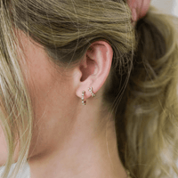 14K Yellow Gold Interval Diamond Hoop Earrings