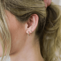 14K Yellow Gold Interval Diamond Hoop Earrings