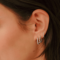 14K White Gold Interval Diamond Hoop Earrings