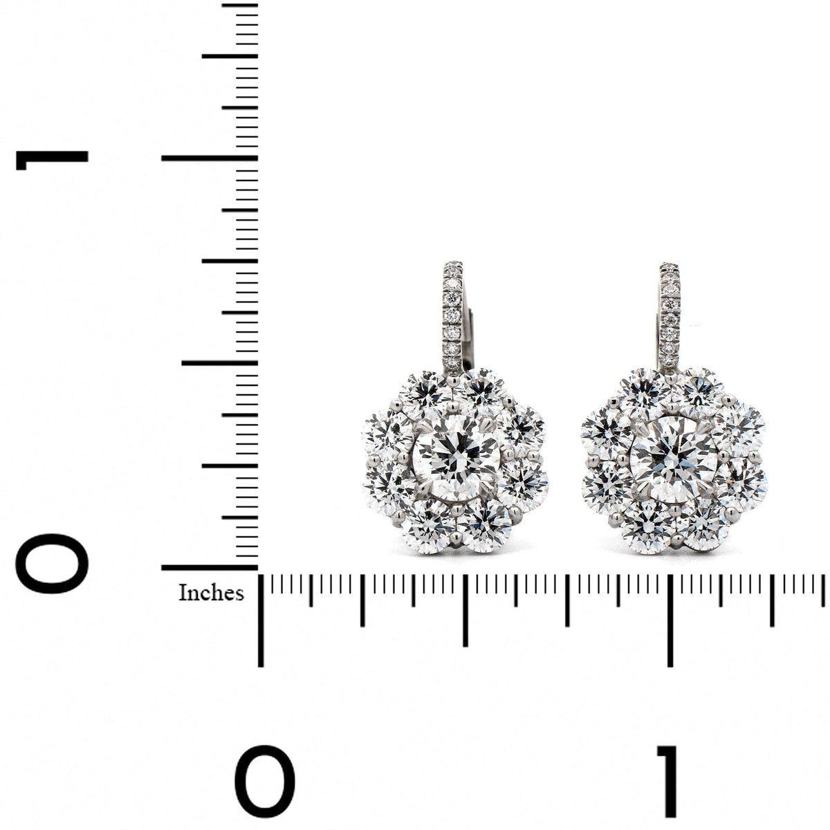 Platinum Diamond Cluster Stud Earrings
