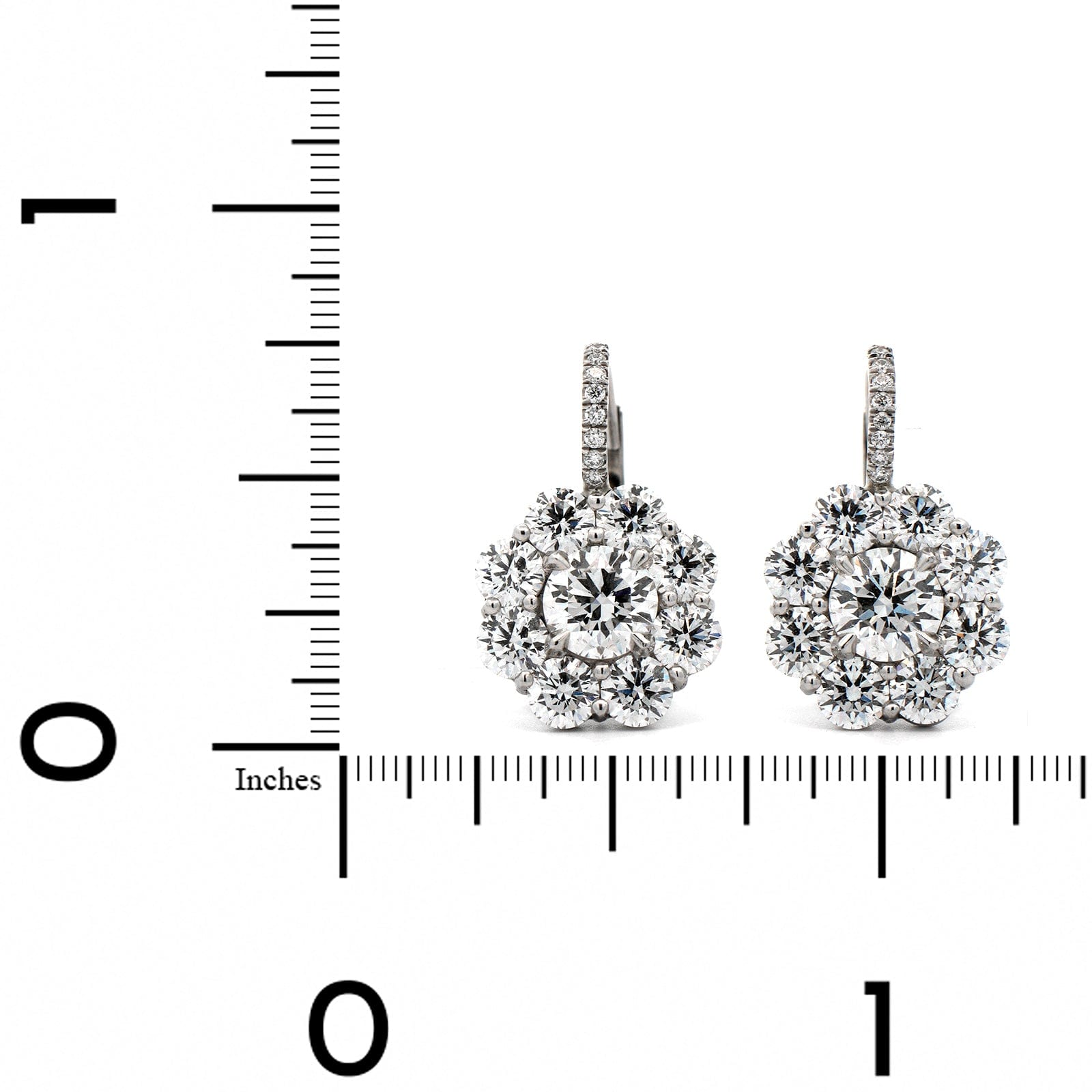 Platinum Diamond Cluster Stud Earrings