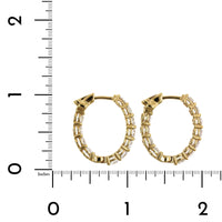 18K Yellow Gold Diamond Oval Shape Hoop Earrings