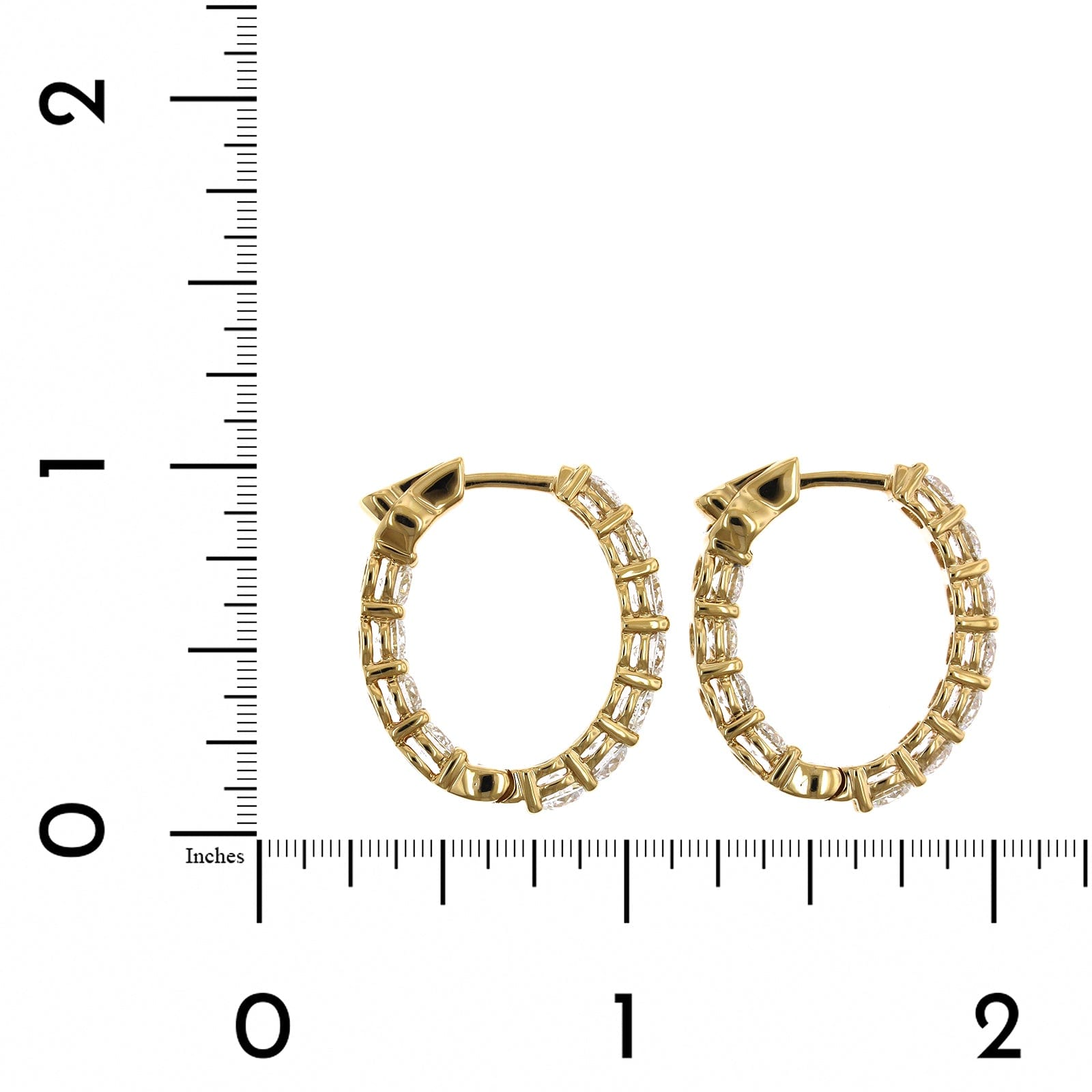 18K Yellow Gold Diamond Oval Shape Hoop Earrings