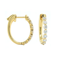 18K Yellow Gold Diamond Huggie Earrings