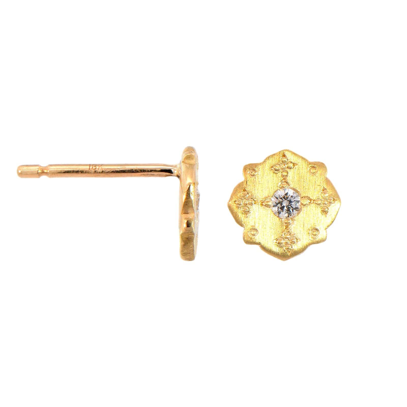 18K Yellow Gold Diamond Kite Stud Earrings