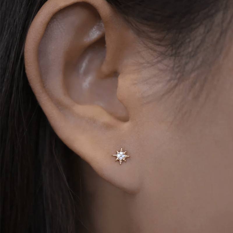 Anzie 14K Yellow Gold North Star Stud Earrings