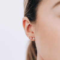 14K Yellow Gold Trio North Star Climber Earrings