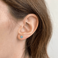 Anzie 14K Yellow Gold Diamond Starburst Blue Enamel Stud Earrings