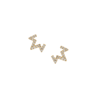 Anzie 14K Yellow Gold Diamond Zig Zag Stud Earrings