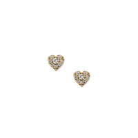 Anzie 14K Yellow Gold Pave Heart Stud Earrings
