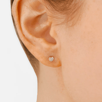 Anzie 14K Yellow Gold Pave Heart Stud Earrings