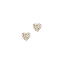 Anzie 14K Yellow Gold Pave Heart Stud Earrings
