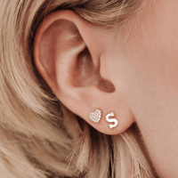Anzie 14K Yellow Gold Pave Heart Stud Earrings