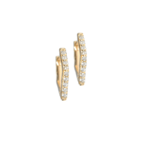 14K Yellow Gold Geometric Diamond Huggie Earrings
