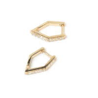 14K Yellow Gold Geometric Diamond Huggie Earrings