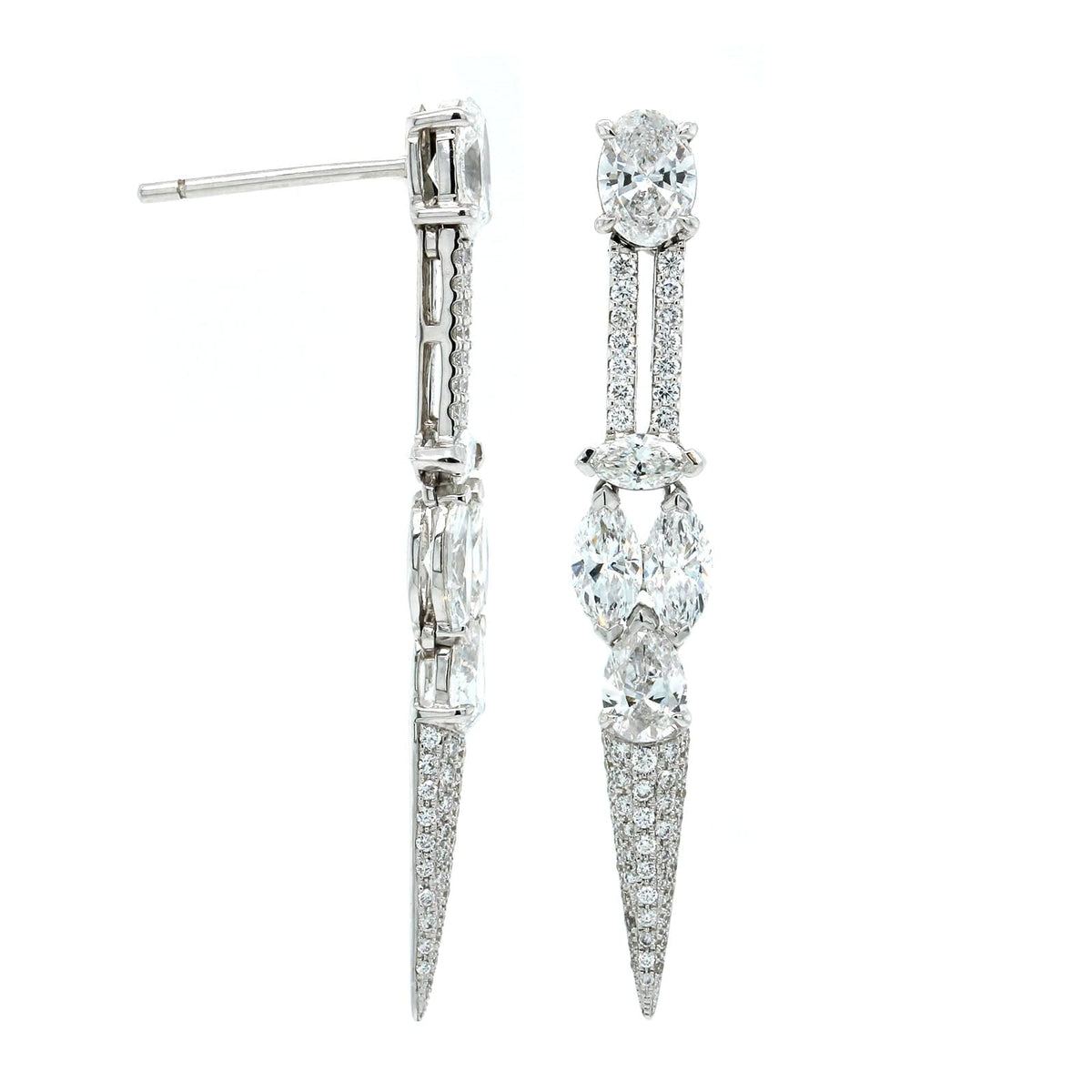 Etho Maria 18K White Gold Diamond Linear Drop Earrings