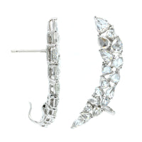 Etho Maria 18K White Gold Crescent Moon Rose Cut Diamond Earrings