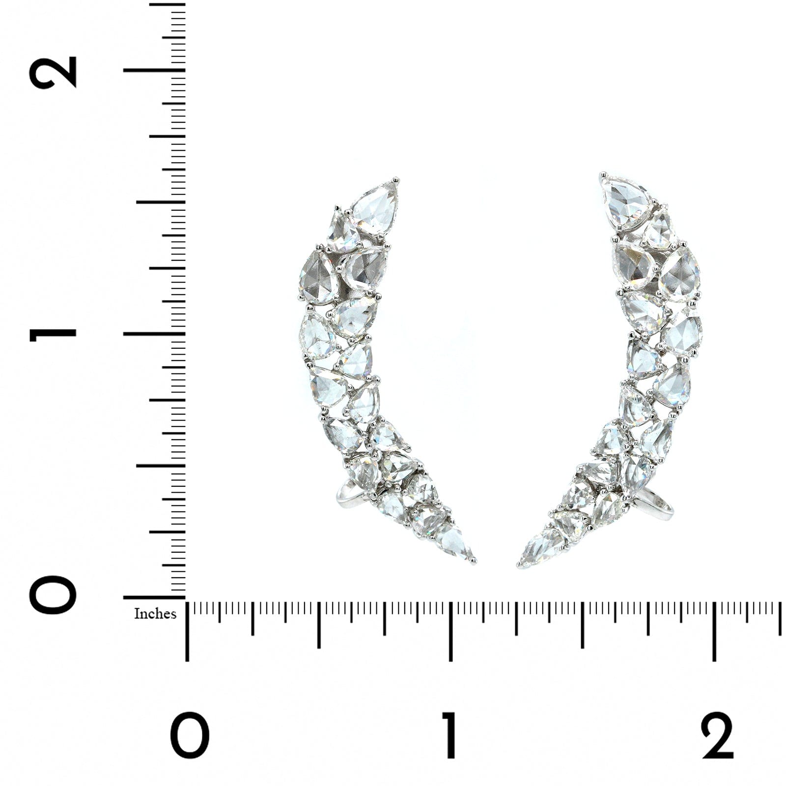 Etho Maria 18K White Gold Crescent Moon Rose Cut Diamond Earrings