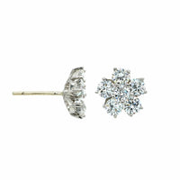 Oscar Heyman Platinum Diamond Cluster Flower Stud Earrings