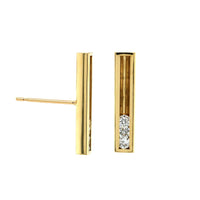 18K Yellow Gold Moving Diamond Stud Earrings