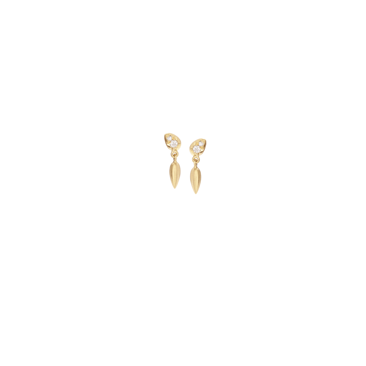 14K Yellow Gold Pisa Tear Drop Diamond Earrings