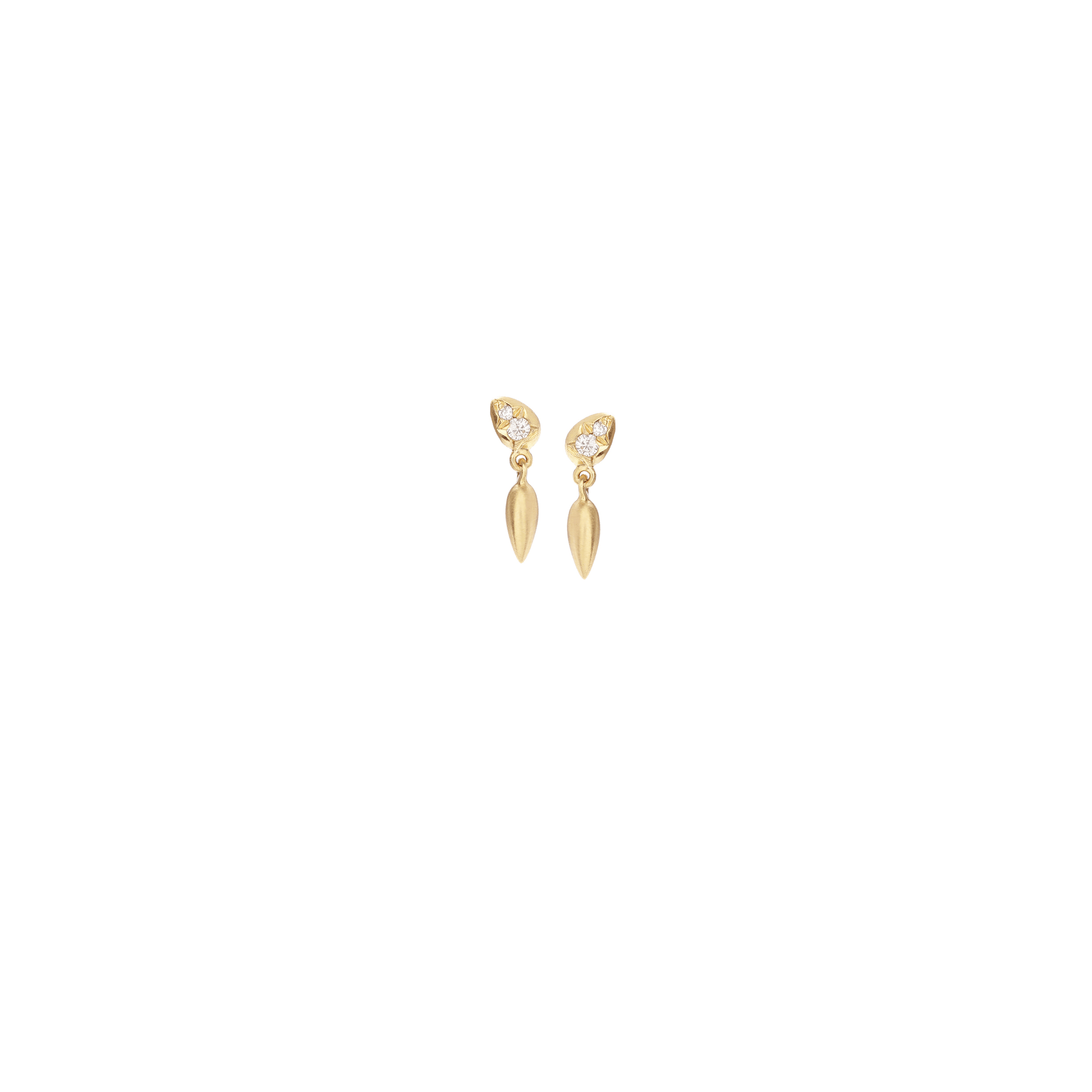 14K Yellow Gold Pisa Tear Drop Diamond Earrings