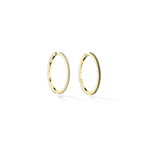 Cadar 18K Yellow Gold Black and White Diamond Reversible Hoop Earrings
