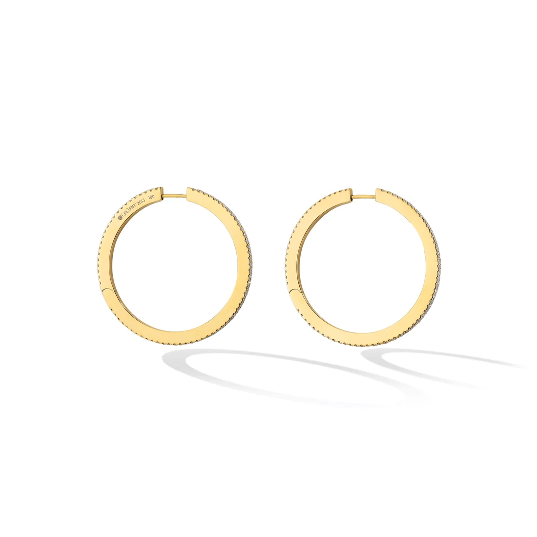 18K Yellow Gold Black and White Diamond Reversible Hoop Earrings