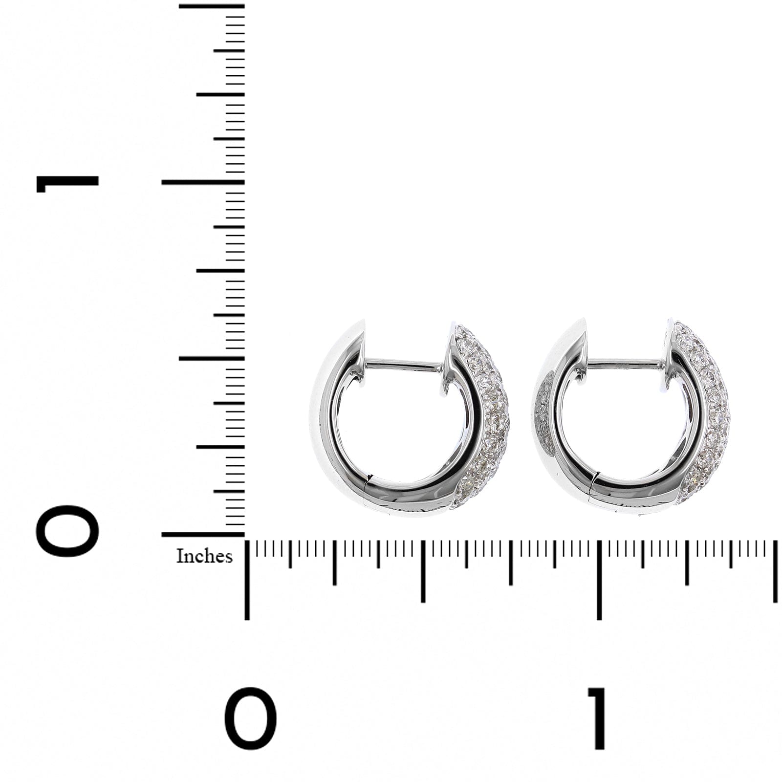 14K White Gold Pave Set Diamond Huggie Earrings