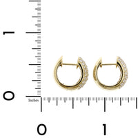 14K Yellow Gold Pave Set Diamond Huggie Earrings