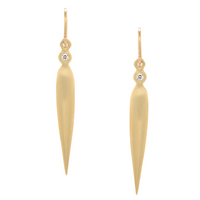 14K Yellow Gold Tear Drop Dagger Diamond Earrings