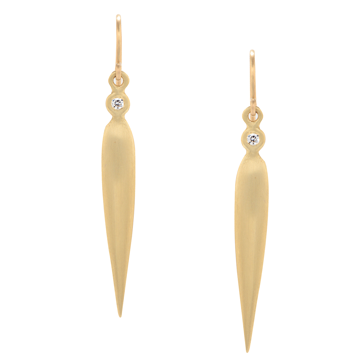14K Yellow Gold Tear Drop Dagger Diamond Earrings