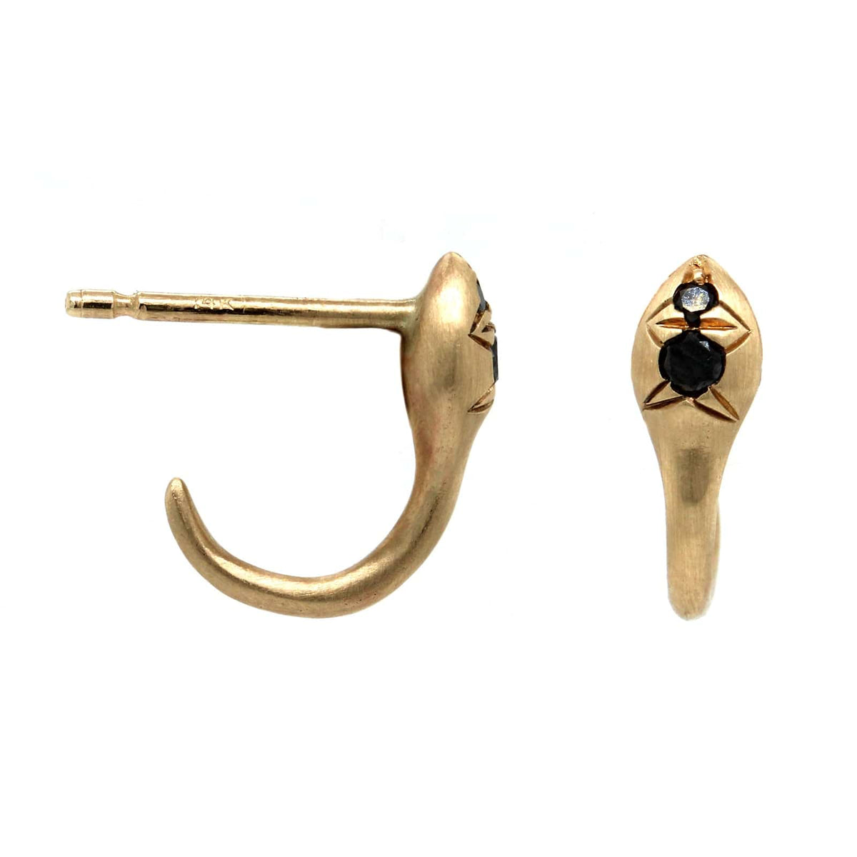 14K Yellow Gold Prem Snake Black Diamond Earrings