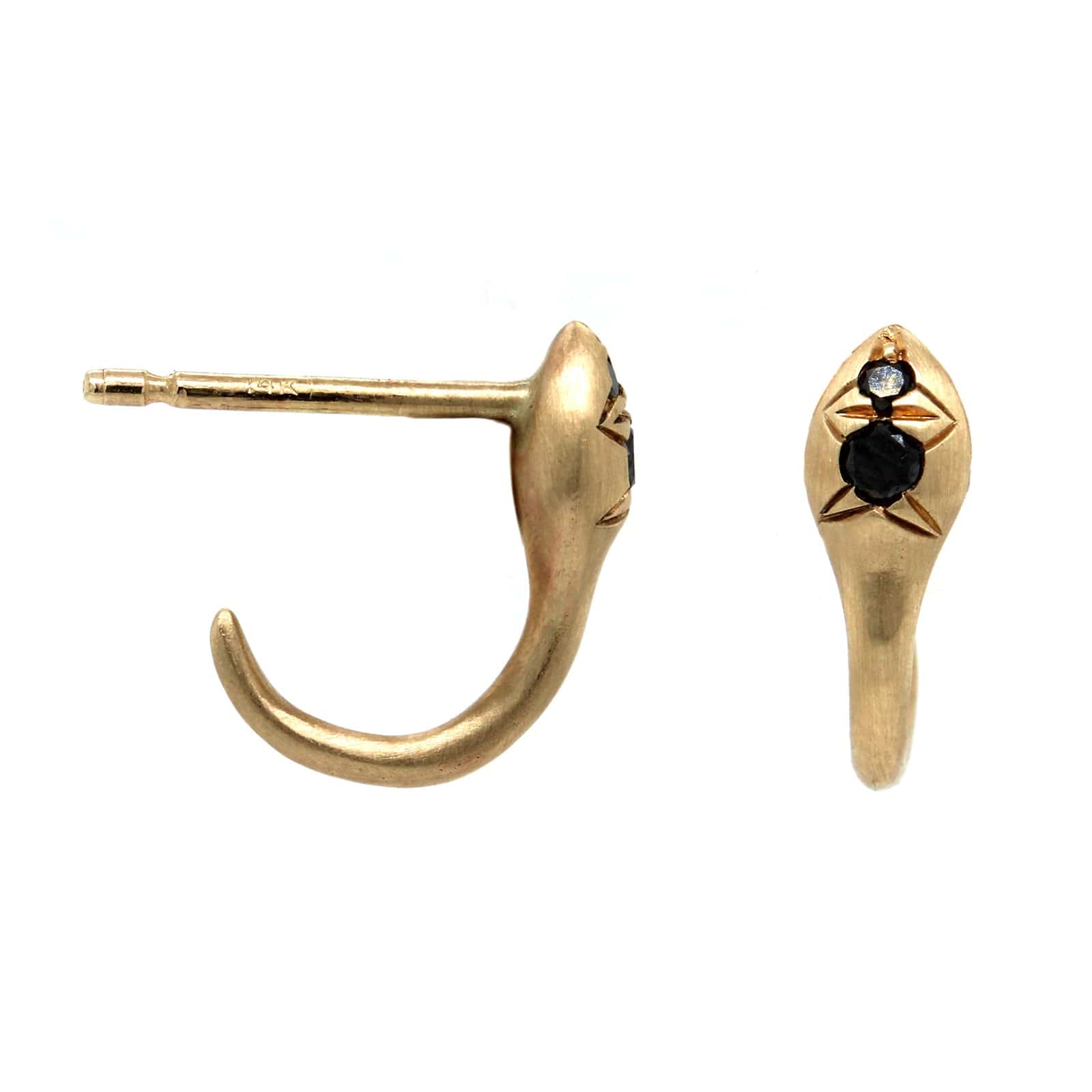 14K Yellow Gold Prem Snake Black Diamond Earrings