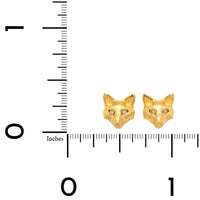 18K Yellow Gold Baby Fox Head Studs with Diamond Eyes