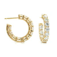 18K Yellow Gold Diamond Open Hoop Earrings