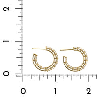 18K Yellow Gold Diamond Open Hoop Earrings