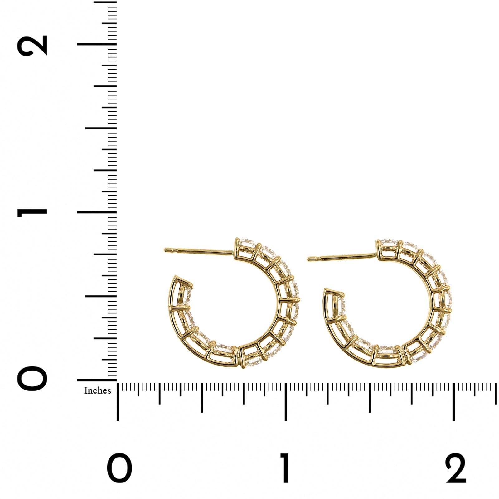 18K Yellow Gold Diamond Open Hoop Earrings