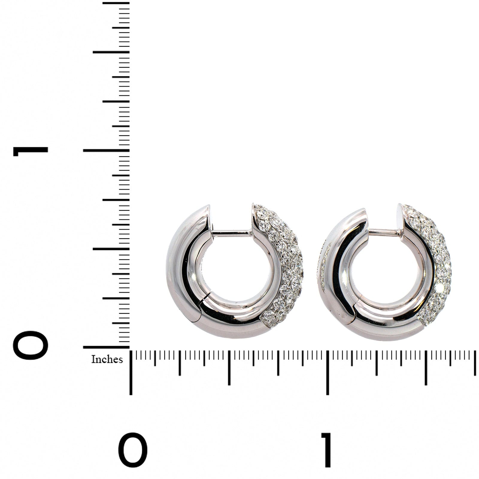 18K White Gold Diamond Pave Classic Huggie Earrings