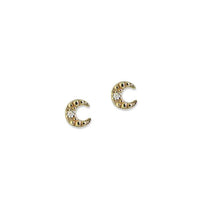 14K Yellow Gold Crescent Moon Diamond Stud Earrings