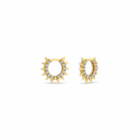 Zoe Chicco 14K Yellow Gold Spiked Hinged Pave Diamond Hoop Earrings