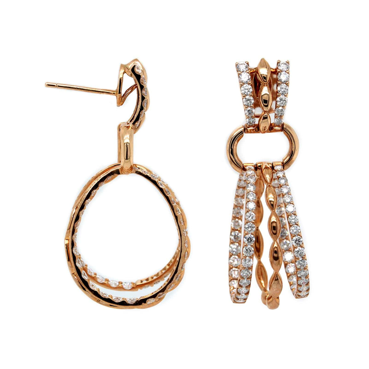 Etho Maria 18K Rose Gold Diamond Drop Hoop Earrings – Long's Jewelers