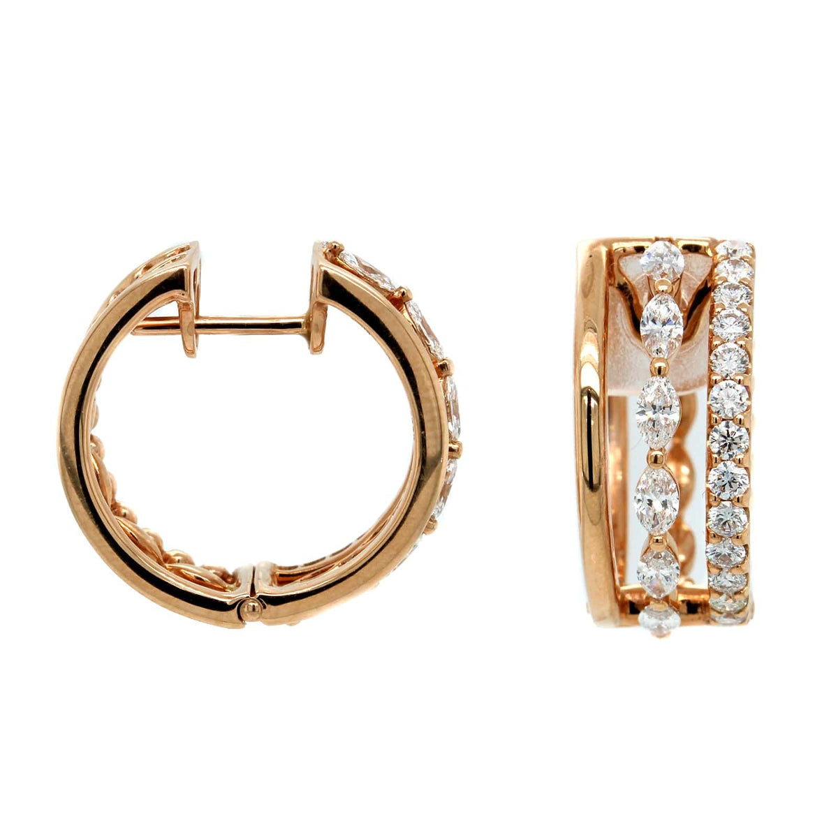 Etho Maria 18K Rose Gold and Diamond 3 Row Hoop Earrings