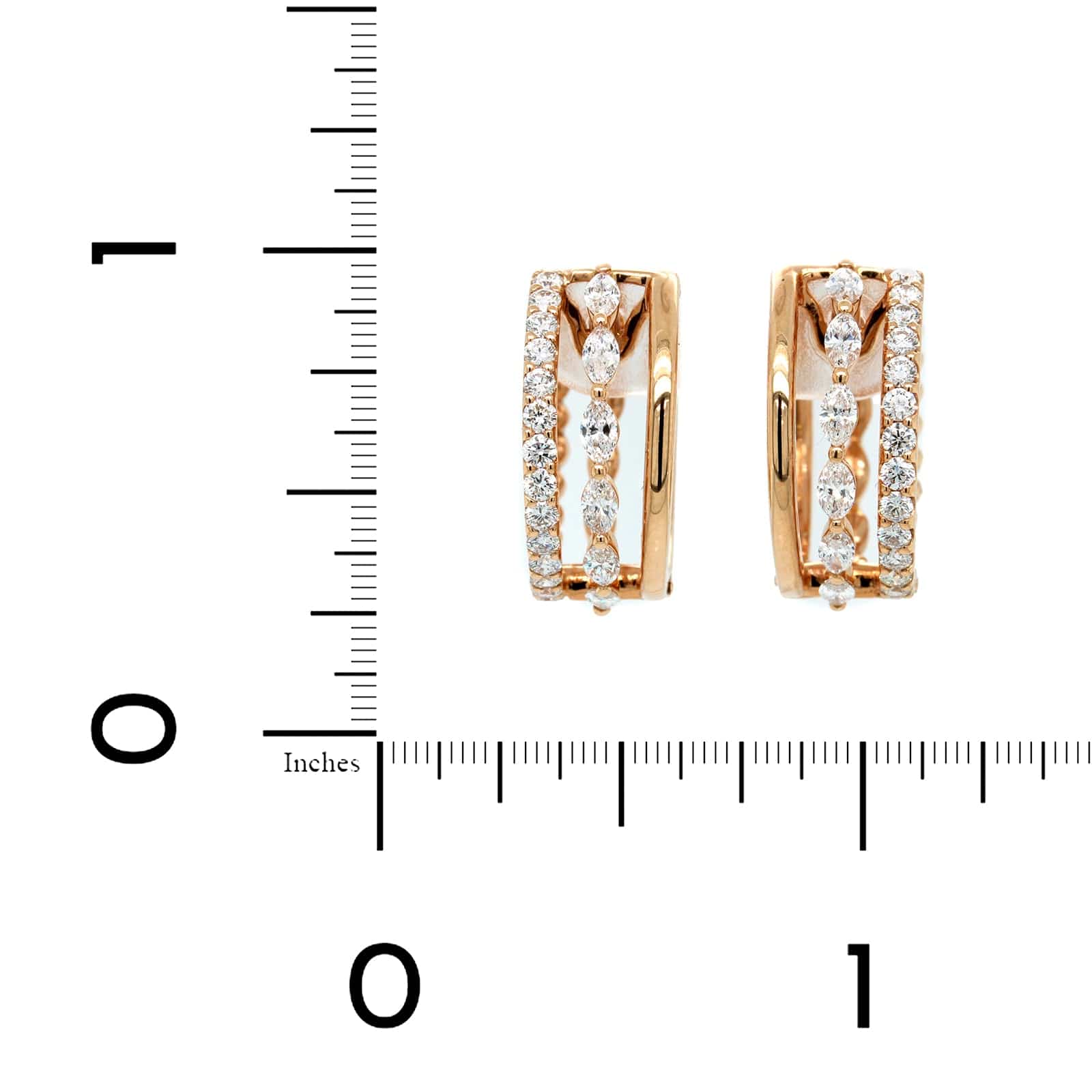 Etho Maria 18K Rose Gold and Diamond 3 Row Hoop Earrings