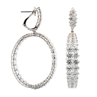 Etho Maria 18K White Gold Double Diamond Drop Hoop Earrings