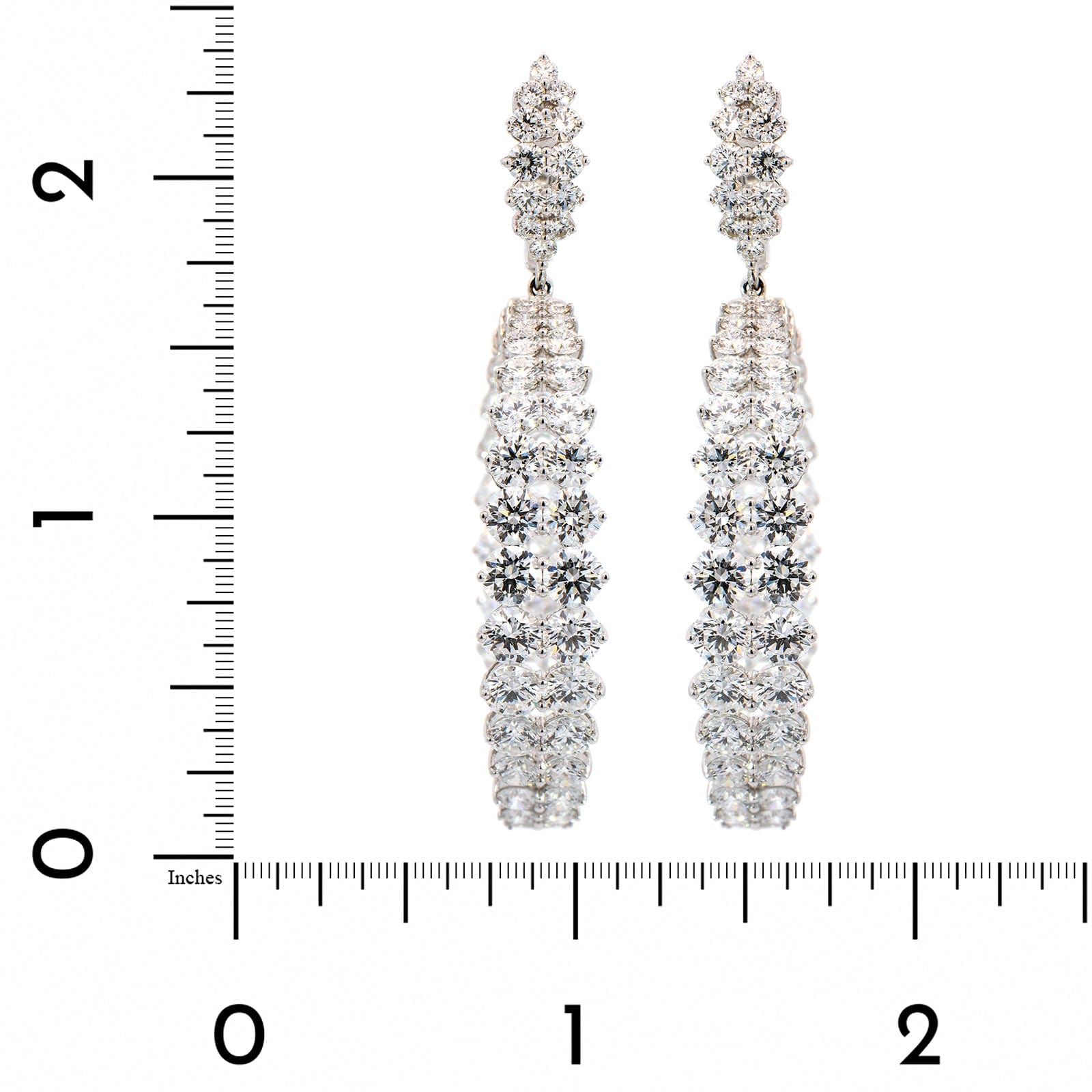 Etho Maria 18K White Gold Double Diamond Drop Hoop Earrings