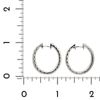 14K White Gold Diamond Oval Hoop Earrings
