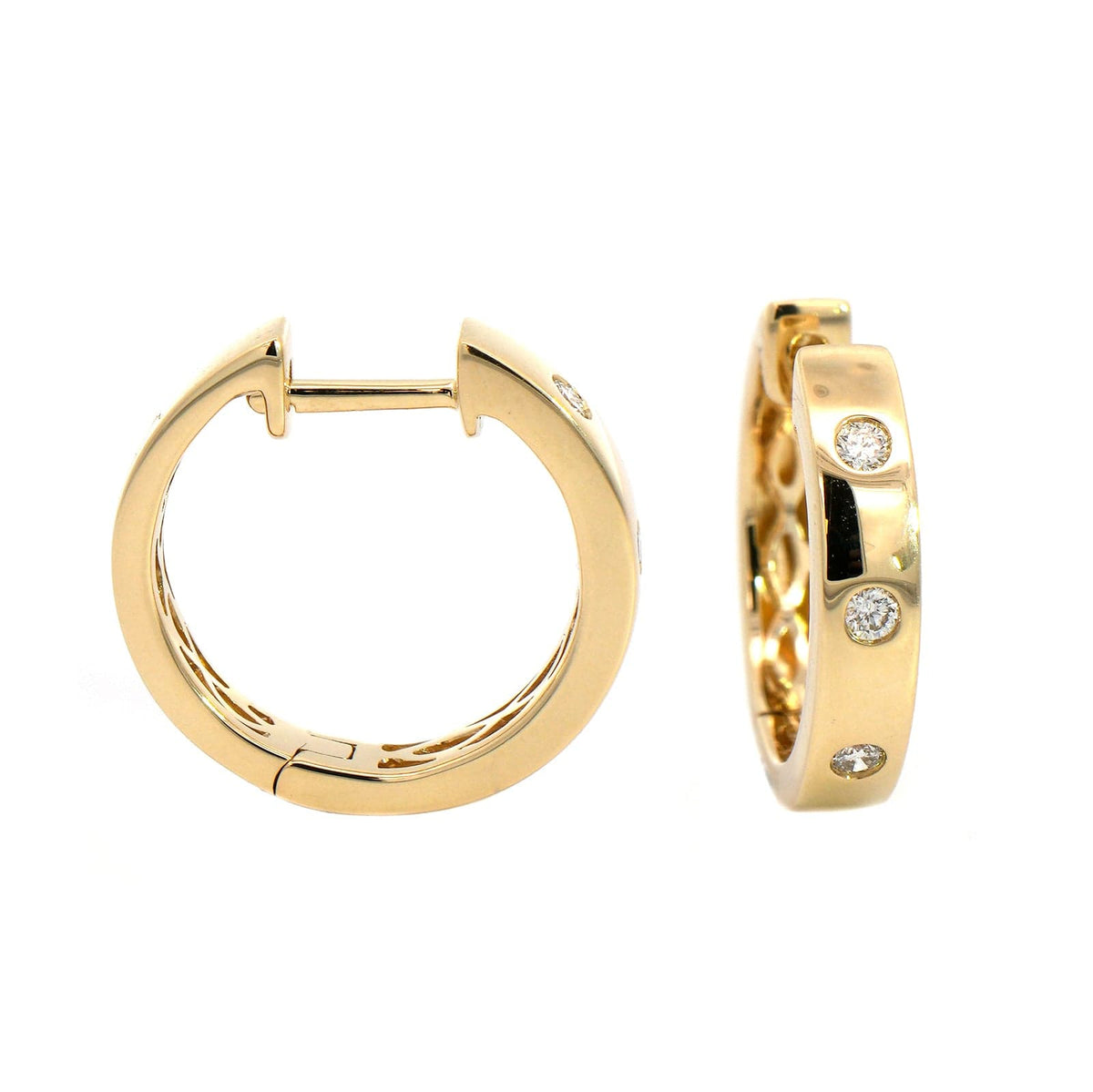 14K Yellow Gold Diamond Hoop Earrings – Long's Jewelers