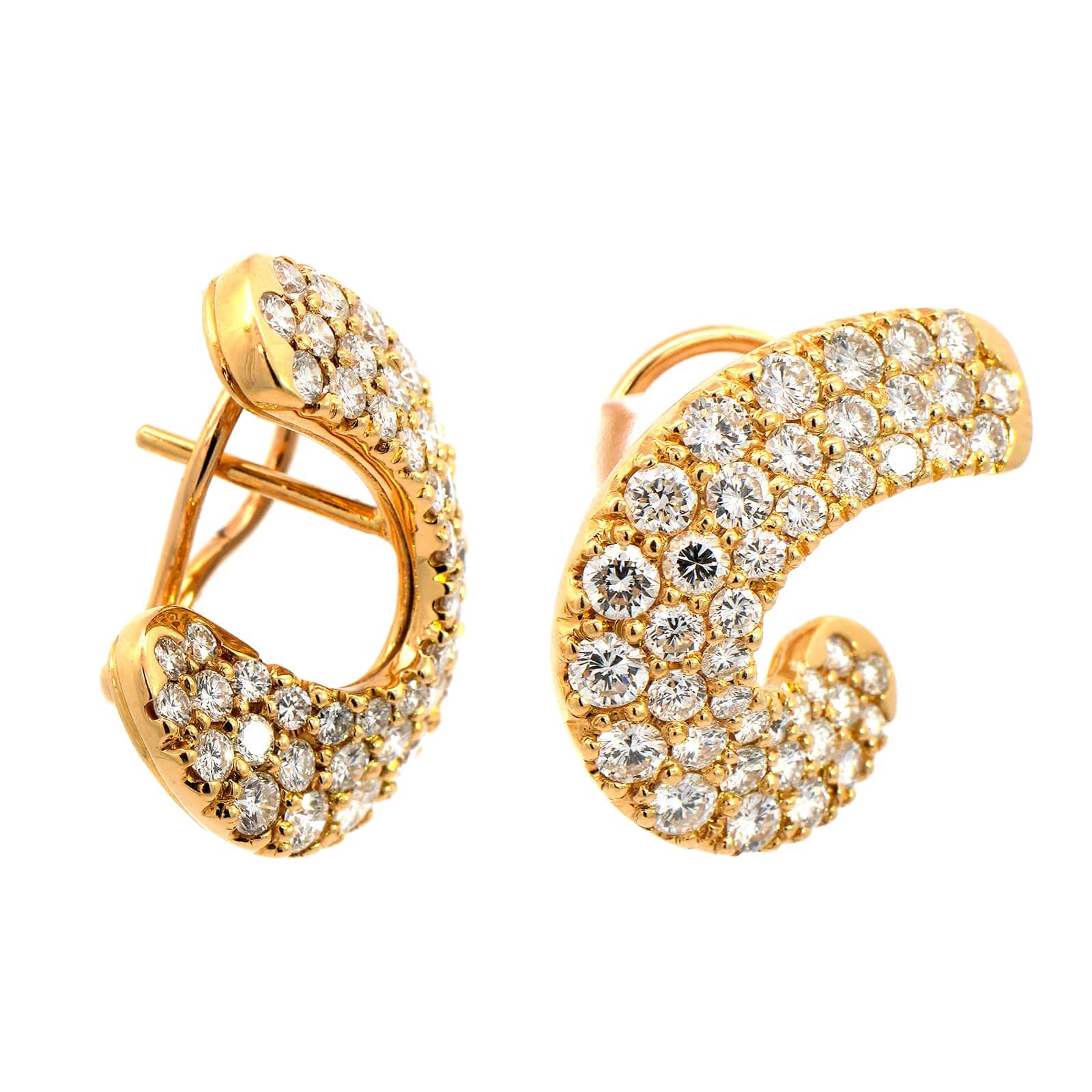 18K Yellow Gold Wide Pave Diamond Wrap Stud Earrings